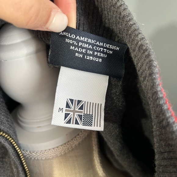 Psycho Bunny 1/4 Zip Pullover Sweater Mens Medium Gray Mock Neck Pima Cotton - Picture 4 of 7